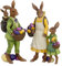große Deko Hasen Figurn Kunststein - stehendes Osterdeko Hasen Familie bunt gekleidet - Polyresin Osterhasen Frühjahresdeko zum hinstellen