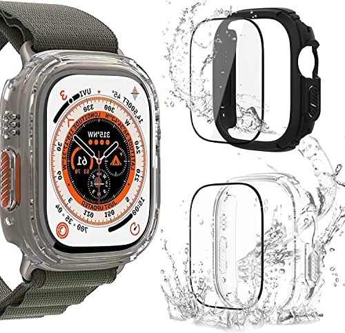 [2 Stück] SPGUARD Schutzfolie+Schutzhülle Kompatibel mit Apple Watch Ultra 2 49mm / Ultra 49mm Hülle, Hart PC Schutzhülle Schutz Bumper Case Cover Zubehör für Apple Watch Ultra 49mm
