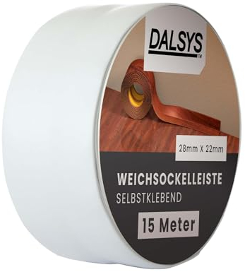 Dalsys Weichsockelleiste selbstklebend Grau 5m Klebeleiste, Abschlussleiste für Fugen in Wohnbereich, Küche, Bad, aus PVC Kunststoff