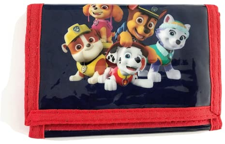Paw Patrol Nickelodeon Geldbörse für Jungen, dreifach gefaltet, Geldscheine, Dunkelblau, Rot und Mehrfarbig, 13CM X 9CM X 1CM, Dreifach gefaltete Brieftasche