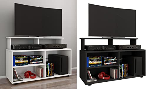 VCM TV Möbel | Lowboard | Fernsehregal mit ausreichend Stauraum | Maße H. 59 x B. 90 x T. 36 cm | Fernseh Möbel - Balansia Weiß