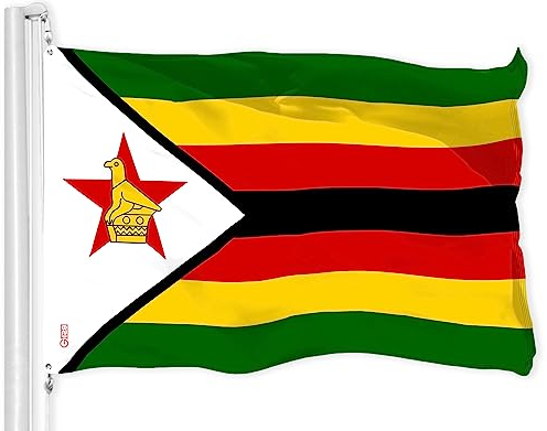 G128 Simbabweanische Flagge,90x150 cm,LiteWeave Pro Serie bedruckt 150D Polyester,Länderflagge, für drinnen und draußen, lebendige Farben, Messingösen, dicker und langlebiger als 100D 75D Polyester