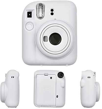 HIYQIN Housse de Protection pour Fujifilm Instax Mini 12, Fuji Instax Mini 12 Étui, Housse en Silicone pour Une Prise en Main Confortable Accrue - Blanc