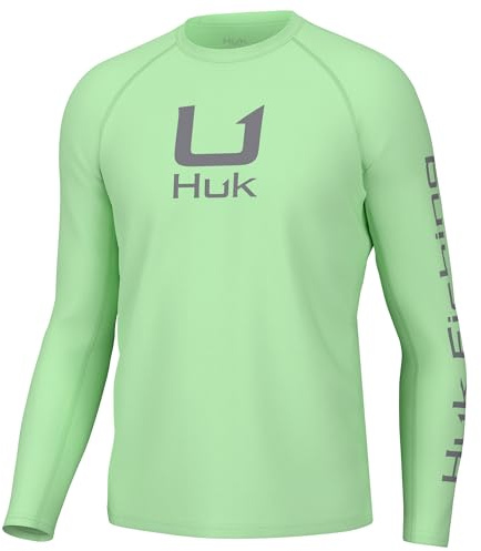 HUK Mens Icon X Crew Shirt, Long-Sleeve Performance Fishing Shirt, Patina, X-Large
