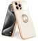 Urarssa for iPhone 15 Pro Max Case with Ring Holder 360 Degree Rotation Finger Magnetic Car Stand Case Shockproof Plating Silicone Phone Cover for iPhone 15 Pro Max, White