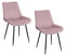 Baroni Home Set di 2 Sedie Moderne con Rivestimento in Velluto e Gambe in Acciaio Nero, Poltrona da Soggiorno, Camera da Letto, Sala da Pranzo, Rosa Cipria, 53x86x44 cm