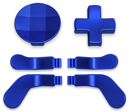 eXtremeRate Palettes avec D-Pads pour Xbox One Elite V1/V2 Manette, Palettes avec D-Pads en Acier Inoxydable pour Xbox One Elite/Elite Seies 2/Elite 2 Core, 6 pcs Bleu Foncé Mat
