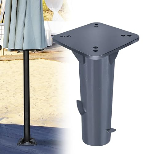 XMTECH Plaque de sol universelle en métal pour parasol déporté à manivelle, ancrage au sol robuste, gris foncé