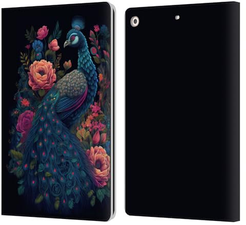 Head Case Designs Offizielle JK Stewart Pfau Im Nachtgarten Grafiken Leder Brieftaschen Handyhülle Hülle Huelle kompatibel mit Apple iPad 10.2 2019/2020/2021