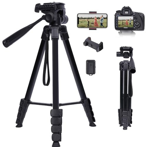 ZETONG Treppiede per fotocamera Canon Nikon Sony, 67 pollici, in alluminio, leggero, treppiede con testa staccabile, supporto per telefono e scatto remoto e borsa per il trasporto, piccolo treppiede