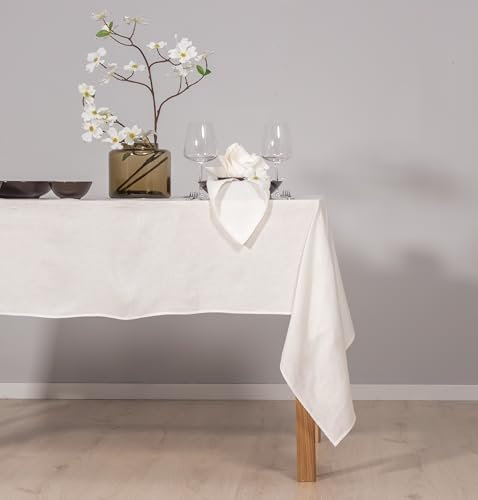 Ger3as 100% Leinen Tischdecke – Stonewashed, leichte & Pflegeleichte Stofftischdecke (ca. 180 g/m²) für Küchentisch, Esstisch, Hochzeit oder Garten