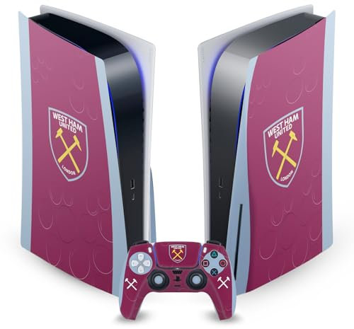 Head Case Designs Offizielle West Ham United FC Home 2023/24 Wappen-Set Vinyl Frontplatte Haut Gaming Aufkleber Abziehbild kompatibel mit Sony Playstation 5 PS5 Disc Console & DualSense Controller