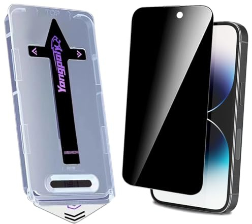 Yiunssy Sichtschutz Schutzfolie für iPhone 14 Pro Panzer Schutz Glas,Auto-Installation 9H Härte Anti-Spähen Glas Folie/3D-Vollabdeckung/Displayschutz Privacy Panzerfolie für iPhone 14 Pro