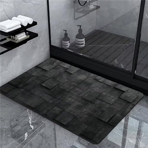 Badematte Rutschfester Anthrazit Badezimmerteppich Groß Teppich 80x150cm, Absorbierender Badteppich Badvorleger Duschvorleger Schnelltrocknend Super Saugfähig Saugstark Waschbar Bath Mat Softmath Home
