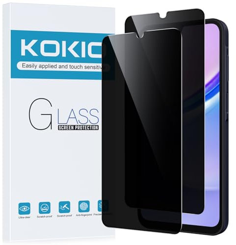 Kokio Verre Trempé pour Samsung Galaxy A15 4G/5G Anti-Espion,Dureté 9H,Protecteur D'écran Anti-Peek Privacy,Film de Protection du Verre Anti-Rayures,2 Pièces