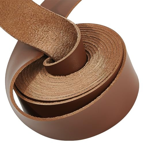 nbeads 2m PU Lederriemen, 2.5cm Breite Flache Lederriemen für Einseitiges Tooling Leder-Streifen für Geflochtene Projekte Kleidung Geldbörsen Schmuck Handwerk Machen, Kamel