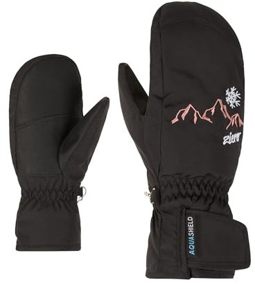 Ziener Kinder LAILLANI Ski-Fäustling/Wintersport | wasserdicht, PFC frei, Black, 6