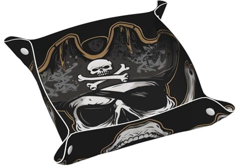 Valet Tray Desktop Storage Organizer Pirate Skull Catchall Vanity Tray Nightstand Caddy Holder