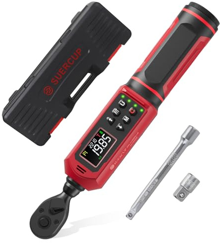 SUERCUP 1/4-inch Digital Torque Wrench(0.33-22.1Ft.Lb/0.45-30N.m) ±1% Accuracy Digital Torque Wrench with Vibration, Buzzer,LED Notification and Four Units of Measure, for Bike, DIY and Home Repair