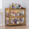GDSHGS Vitrinenschrank mit Acryl Türen Staubdichter Transparenter Lagerschrank 3/4/5/6 Stufe Vitrine Acryl für Sammlerstücke, Bücher, Schlafzimmer, Arbeitszimmer, Wohnzimmer(Gelb,3階60cm)