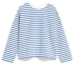 ARMEDANGELS Damen Sweatshirt aus Bio-Baumwolle FRANKAA MAARLEN Stripe Oversized Fit Dynamo Blue-undyed XL