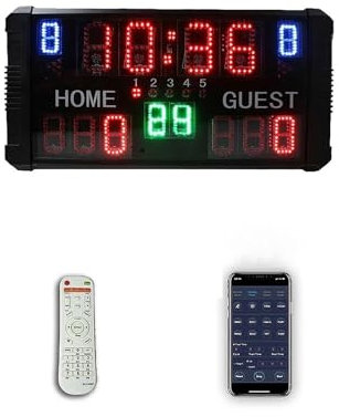 Horloge de gym Affichage de tableau de bord LED sans fil, table, compteur de futsal, basket-ball, électrique, 7 segments Excellente expérience de lecture(Suit E)