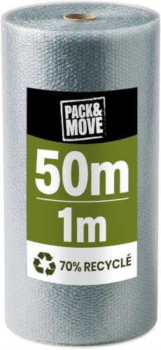 Pack and Move – Recycelte Luftpolsterfolie – 1 x 50 m – Umzug, Versand und Schutz – hochwertige Luftpolsterfolie