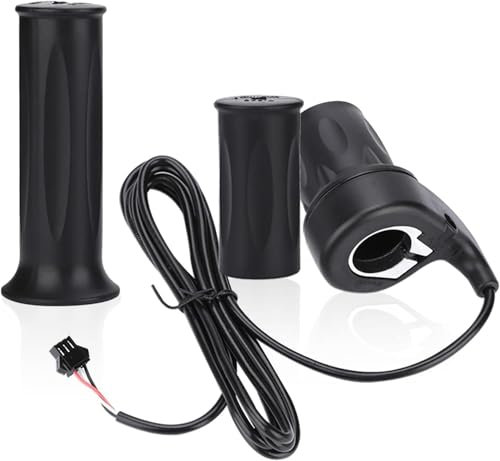 Ebike Throttle, 1 Pair 3 Wires Universal Electric Bike E-Bike Twist Throttle Handle Right Scooter Speed Control Twist Throttle with Cable for 22.5mm Handlebar