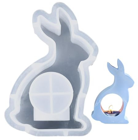Kerzenhalterformen Für Epoxidharz, Teelichthalter Silikonform, Hasenform Silikonformen, Silikonformen Ostern, Gießform Für Osterhasen-Bastelarbeiten, Harz-Epoxid-Formen Für Harz-Hochzeitsfeiern