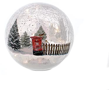 Festive Productiions 15cm Winters Scene Light Up Crackle Ball Tabletop Decoration