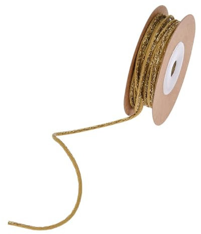 SHTGOI 1 Rollen 2mm×10 Yards Baumwollschnur mit Goldschnur Geschenk Dekoration Dünnes Seil Weihnachten Weihnachts-Gewebeband-Seil Für DIY Kunstgewerbe Deko Weihnachten Weihnachtssch(Gold)