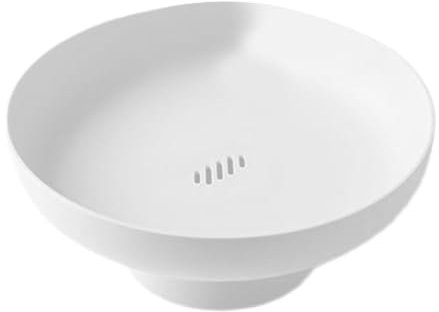 BEAHING Obstschale, runde Fruchtschale, dekorativer Obstschale Halter moderne Obstschale mit Abflusslöchern Gemüse Obstkorb mit abnehmbarer Basis -Plastik -Servierschale für Küche, Weiß