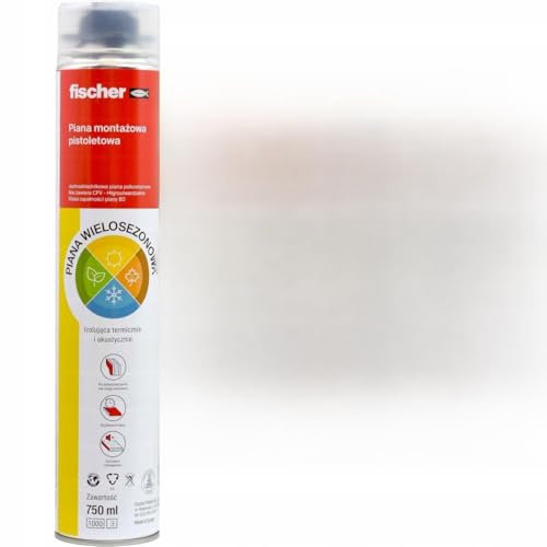 1 x 750 ml fischer Pistolenschaum PUP AS 750 B3 Montageschaum Winter & Ganzjährig – 750 ml, Pistolen-Schaum