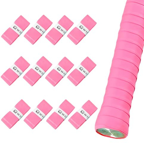 BAIHUALIN Whizz 12 Stück Griffbänder Tennis, Griffband für Badminton, Squash, Pickleball, weicher, Rutschfester Premium-Overgrip mit Abschlussband, Rosenrot