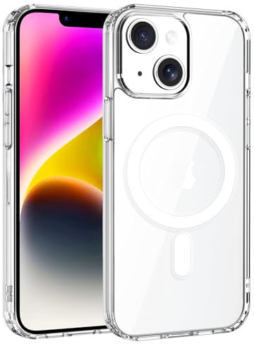 Exsight Magnetic Case for iPhone 14 6.1”, Clear Phone Cases Compatible with MagSafe, Military Grade Airbag Drop Protection, Anti-Yellowing, Anti-Scratch, Shockproof Cell Phone Cover, Transparent