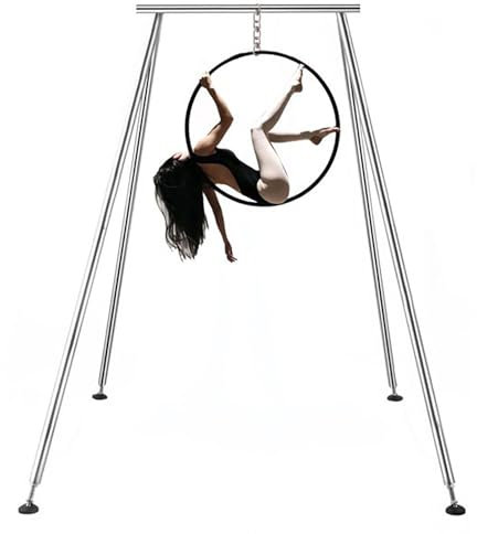 Heavy-Duty Steel Hammock Stand, Portable Aerial Yoga and Acrobatic Dance Support Frame with Included Yoga Hammock for Outdoor and Indoor Use