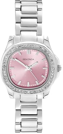 Sekonda Octaire Womens Analogue Watch 30mm dial | 30 Metres Water Resistance, mineral glass crystal, double lock safety clasp, sunray dial, ion-plated case