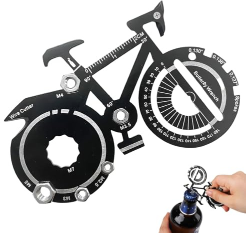 GILWUMO 1 Outil Multifonction Forme De Vélo, Outil 20-en-1, Idéal Pour Randonnée, Camping, Alpinisme Et Porte-Clés Quotidien (Noir).