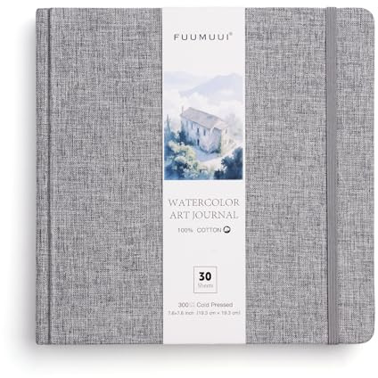 Aquarell Skizzenbuch 19x19cm 100% Baumwolle - 30 Blatt 300g/M² Säurefreis Premium Watercolor Paper, Kaltgepresst & Geleimt | Ideal für Aquarellmalerei Zeichnung und Handlettering, Weiß