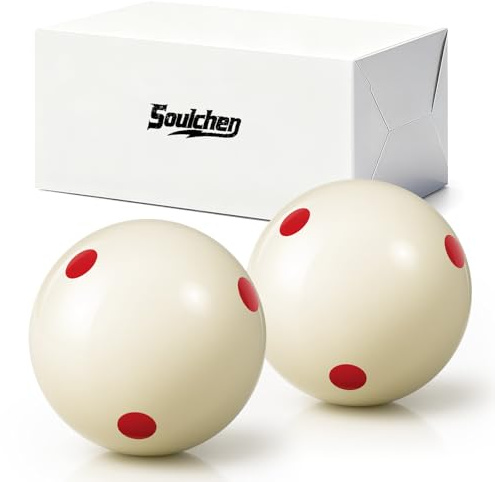 Soulchen 2 Pcs Billiards Cue Ball Snooker Pool Cue Ball 2-1/16 Professional Training for Billiard Pool Table(Red Dot)
