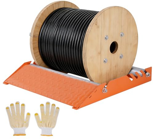BAOSHISHAN Cable Drum Roller 1100lb Load Capacity,4-Gear Adjustment | 30° Anti-Slip Sloped,Built-In Concealed Handle,Fits Dia.30-70CM Length 50CM Reels,Cable Caddy Drums Winder Dispenser