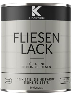 KENZOPAINTS Fliesenlack Fliesenfarbe Seidenmatt Farben Lack Fliesen Wand Boden Bad Küche Wandfliesen Bodenfliesen (Seidengrau - RAL 7044, 2,5 Liter)