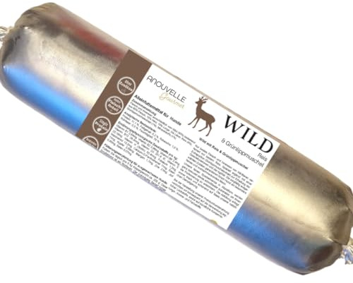 Anouvelle Gourmet Wild mit Reis und Grünlippmuschel, Hundefutter, 6 x 800 g, Nassfutter, 90% Proteinanteil (Fleisch und Innereien), Würste, Rollen