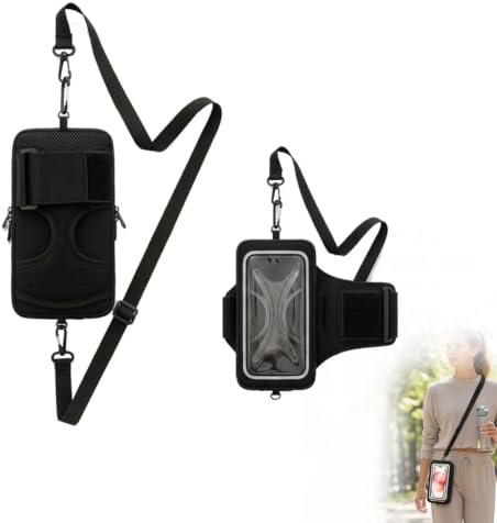 Brassard Telephone Sport 3-in-1 Porte Téléphone Course a Pied avec Cordon de Transport, Pochette Portable pour Smartphone jusqu'à 7 Pouces 19,5×10cm, Respirant Réglable pour Fitness Jogging Randonnée
