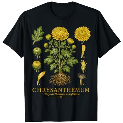 Chrysanthemum morifolium Vintage Botanical Flower Anatomy T-Shirt