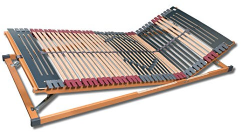 7 Zonen Lattenrost Rhodos® KF, Kopf- und Fußteil verstellbar, 44 Leisten, Triokautschukkappen, Querholme BUCHE massiv, Mittelgurt, fertig montiert, TÜV/GS Gesichert Geprüft ID 1111212908, 100 x 190 cm