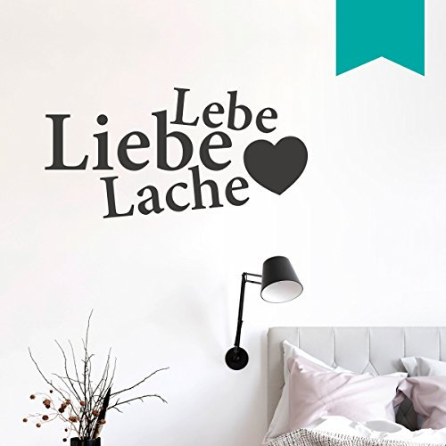 WANDKINGS Wandtattoo Lebe Liebe Lache (mit Herz) 75 x 38 cm türkis - erhältlich in 33 Farben