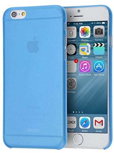 doupi UltraSlim Hülle kompatibel für iPhone 6 Plus / 6S Plus (5,5 Zoll), Ultra Dünn Fein Matt Handyhülle Cover Bumper Schutz Schale Hard Case Taschenschutz Design Schutzhülle Hardcase, blau