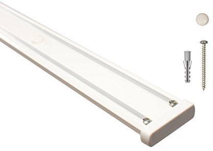 iso-design Gardinenschienen 2 läufig aus Aluminium in weiß - vorgebohrt, 280 cm (2 x 140 cm)