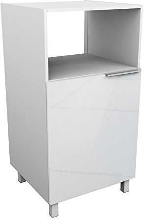 Berlioz Creations CD6MB Meuble Demi-Colonne pour Micro-Onde Blanc Haute Brillance 60 x 60 x 118 cm
